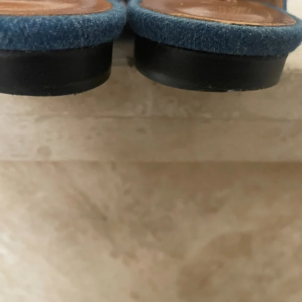 VERONICA BEARD Flat Denim BOW Mules Size 37